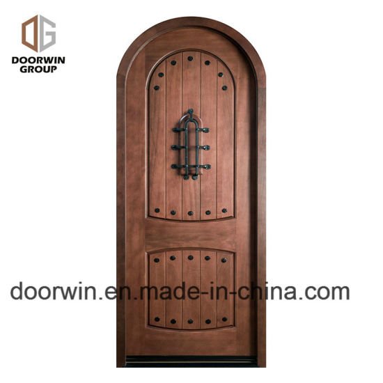 Arched Top Iron Clavos Door Design with Q-Lon Weather Strip Insulation and Solid Wood Front Door Frame - China Arched Top Doors, Door Design - Doorwin Group Windows & Doors