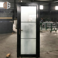 Black powder coated Color frosted tempered glass insert Thermal Break Aluminum hinged French door aluminum profile door by Doorwin - Doorwin Group Windows & Doors