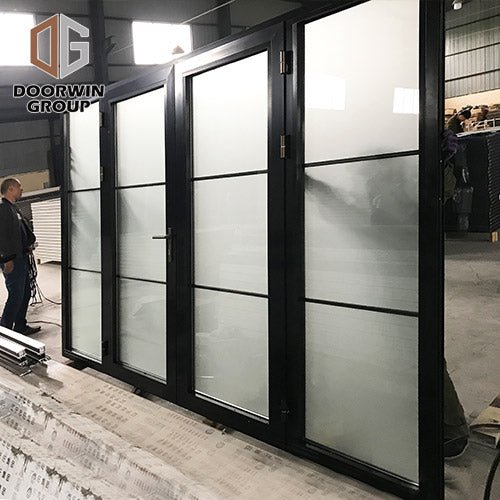 Black powder coated Color Thermal Break Aluminum hinged French Doors - 01 - Doorwin Group Windows & Doors
