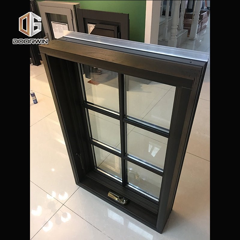 black stain color crank out open window oak wood with aluminum clading - Doorwin Group Windows & Doors