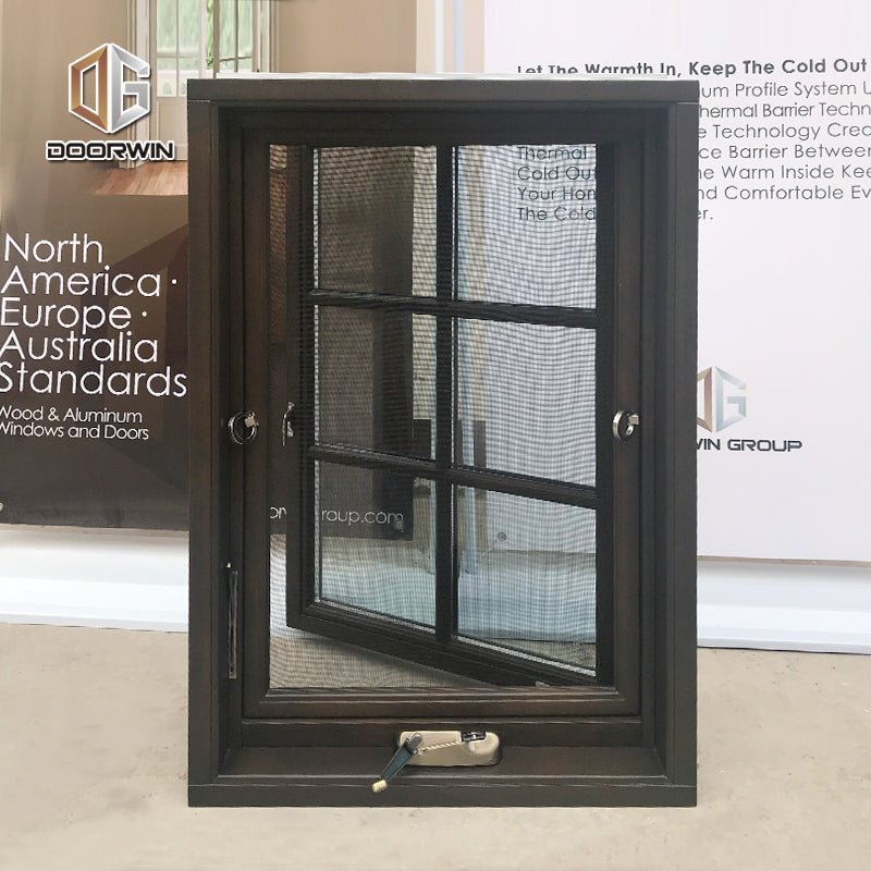 black stain color crank out open window oak wood with aluminum clading - Doorwin Group Windows & Doors