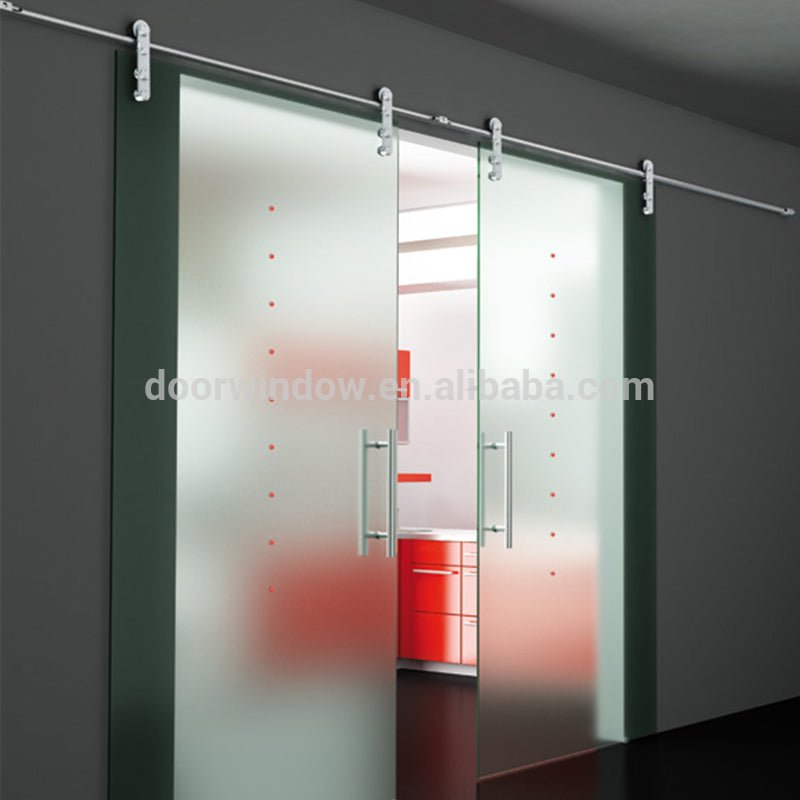 Blue fiberglass interior bathroom door waterproof sliding glass door with top track by Doorwin - Doorwin Group Windows & Doors
