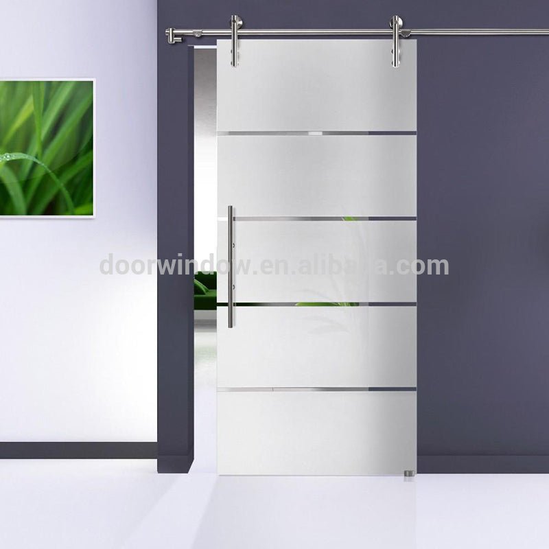 Blue fiberglass interior bathroom door waterproof sliding glass door with top track by Doorwin - Doorwin Group Windows & Doors