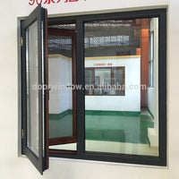 Brown color thermal break aluminum out-swing windows with mosquito nets by Doorwin - Doorwin Group Windows & Doors