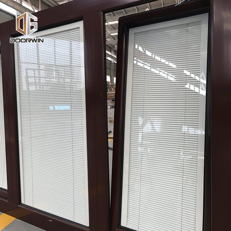 Canada project case oak wood window 3 panel with built in shutter - Doorwin Group Windows & Doors