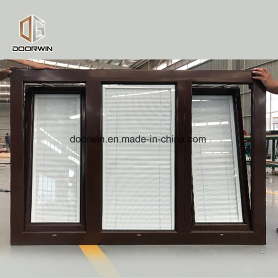 Canada Project Case Oak Wood Window 3 Panel with Built in Shutter - China Tilt and Turn Window, Casement Window - Doorwin Group Windows & Doors