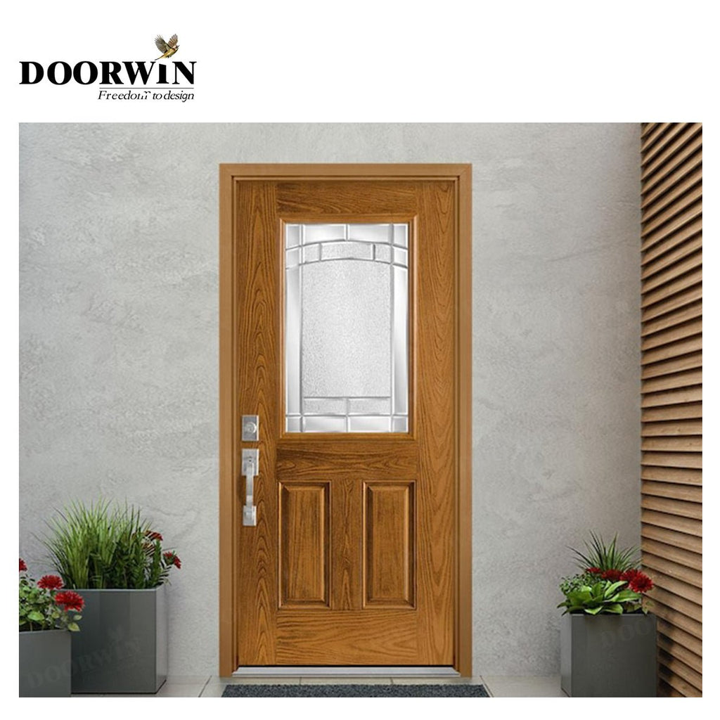 Canada Victoria DOORWIN Wooden single front door designs with fully tempered safty glass door - Doorwin Group Windows & Doors