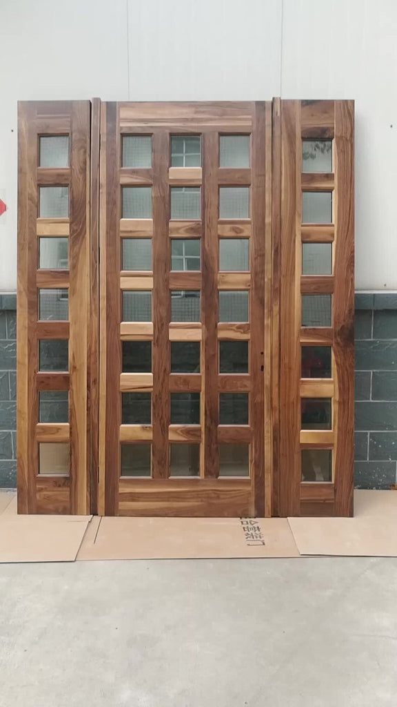 china solid wood doors factory best price entrance solid wood door with grille made of black walnutby Doorwin - Doorwin Group Windows & Doors