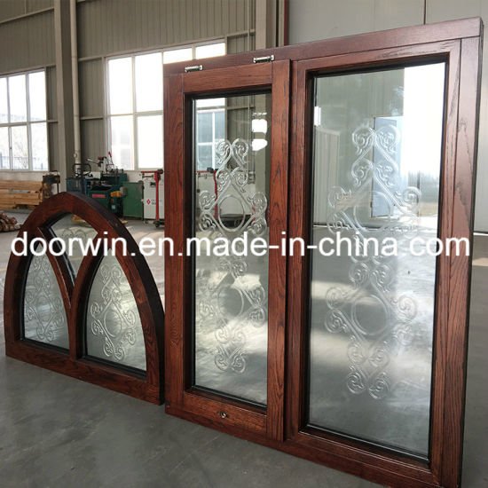 Chinese Style Carve Glass Round Top Design Window with Aluminum Clad Oak Wood - China Wood Aluminium Window, Wood Carving Window Design - Doorwin Group Windows & Doors
