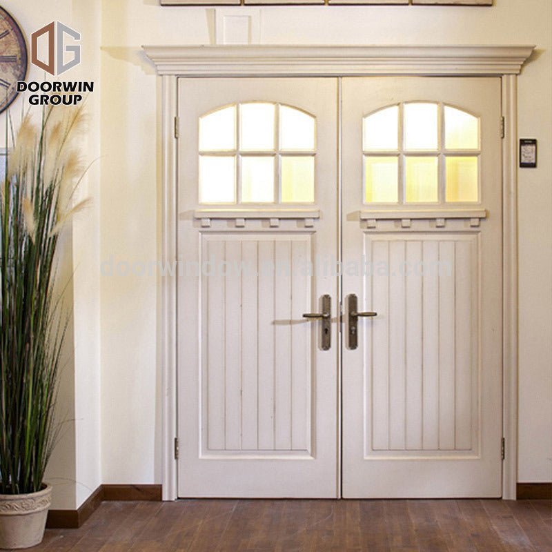 Country side front door designs white pine larch oak wooden door with tempered glass by Doorwin - Doorwin Group Windows & Doors