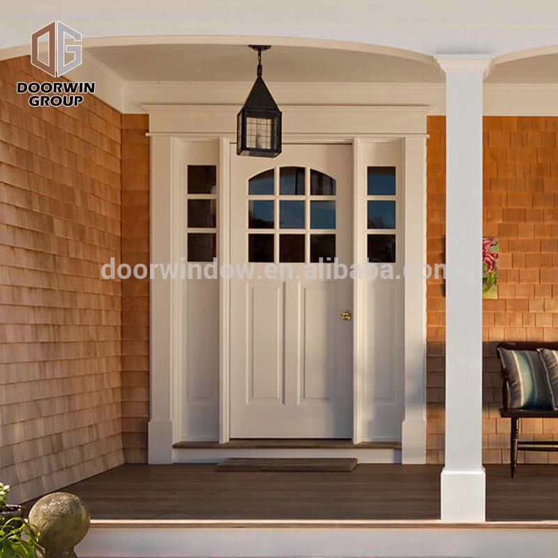 Country side front door designs white pine larch oak wooden door with tempered glass by Doorwin - Doorwin Group Windows & Doors
