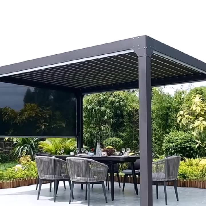 Courtyard aluminum alloy electric roof awning garden modern villa outdoor aluminum shed - Doorwin Group Windows & Doors
