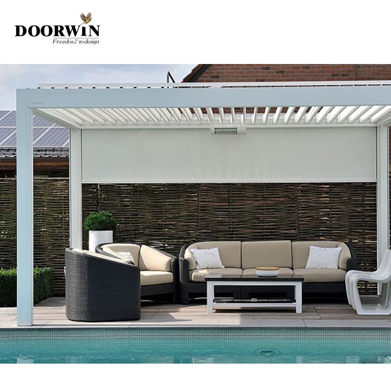 Courtyard aluminum alloy electric roof awning garden modern villa outdoor aluminum shed - Doorwin Group Windows & Doors