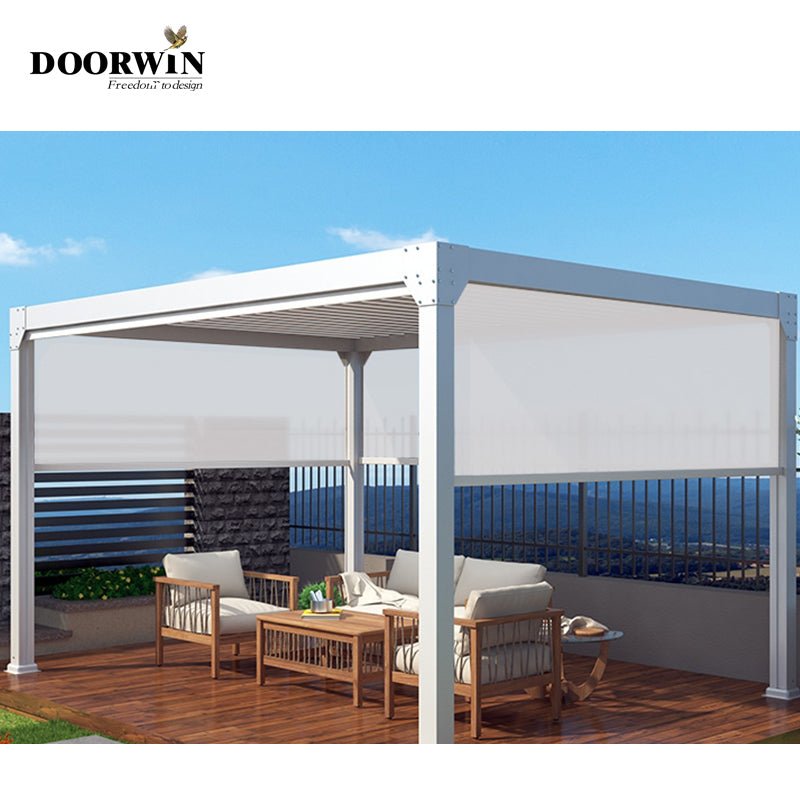 Courtyard aluminum alloy electric roof awning garden modern villa outdoor aluminum shed - Doorwin Group Windows & Doors