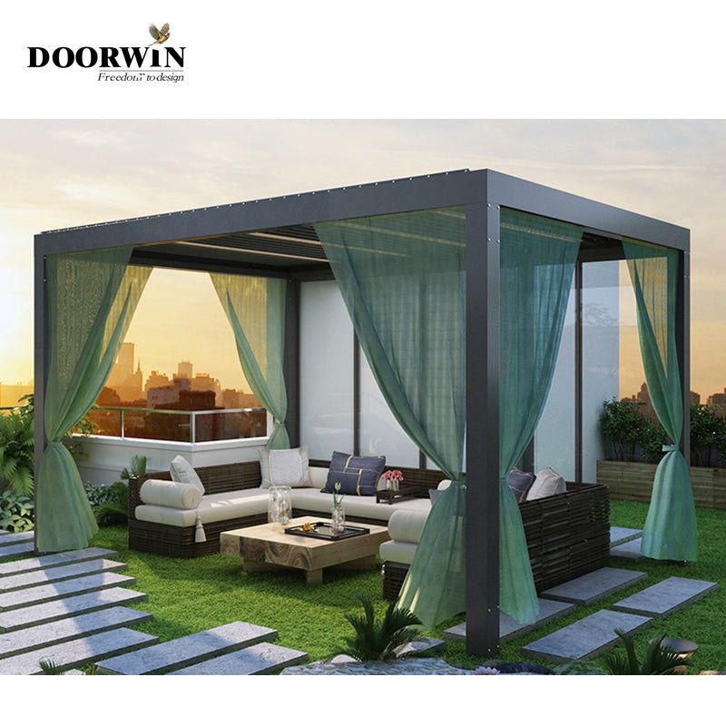 Courtyard aluminum alloy electric roof awning garden modern villa outdoor aluminum shed - Doorwin Group Windows & Doors