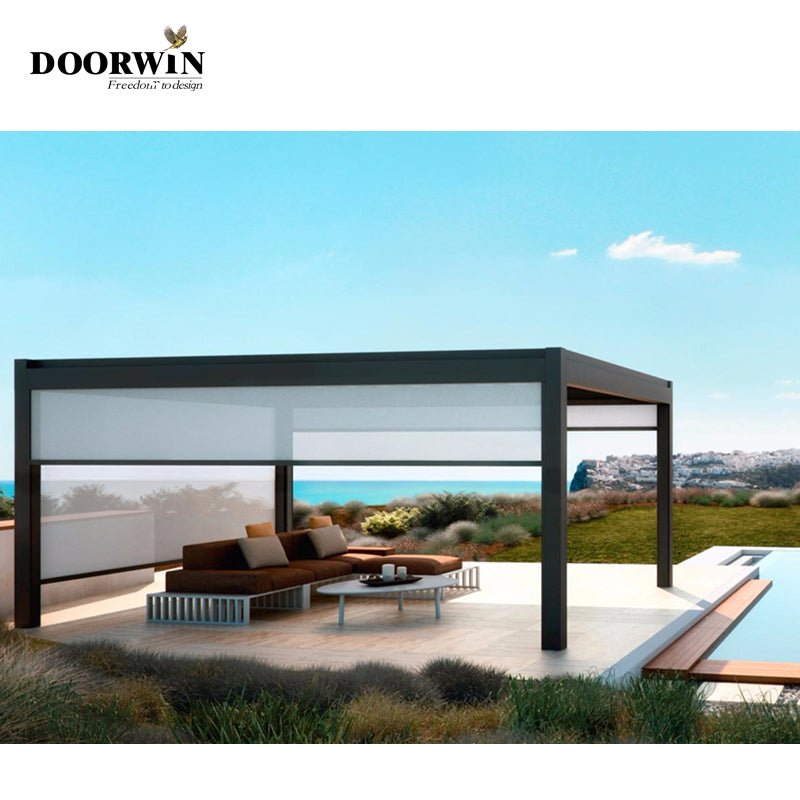 Courtyard aluminum alloy electric roof awning garden modern villa outdoor aluminum shed - Doorwin Group Windows & Doors