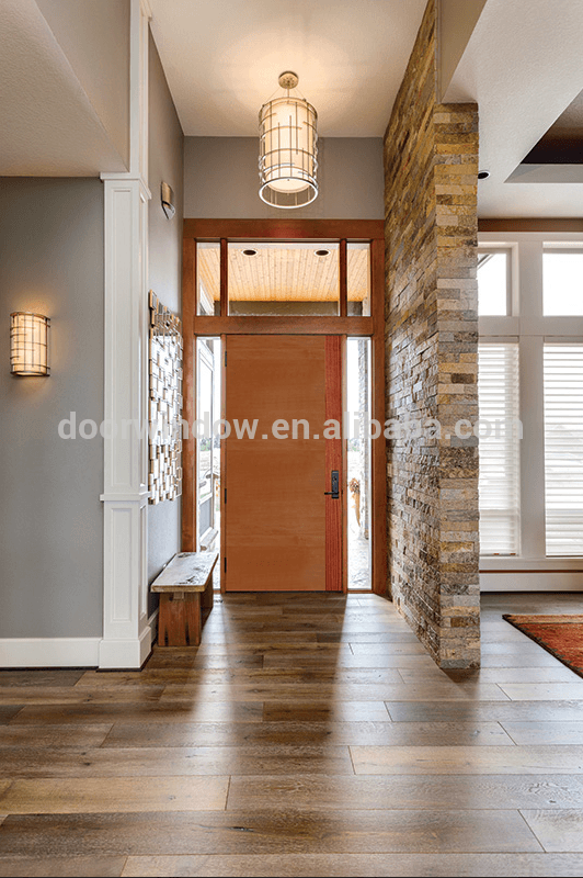Customer front entry door solid wood panels door with sidelite glass panels for ideas by Doorwin - Doorwin Group Windows & Doors