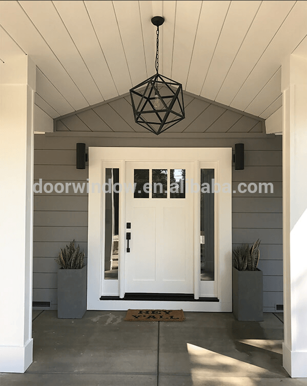 Customer front entry door solid wood panels door with sidelite glass panels for ideas by Doorwin - Doorwin Group Windows & Doors