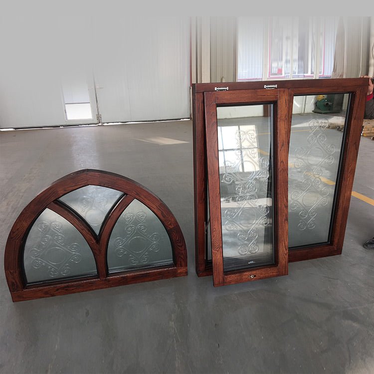 Customized Specialty Shapes Design Arc Top Oak Wood Window Frame with Carved Glass by Doorwin - Doorwin Group Windows & Doors