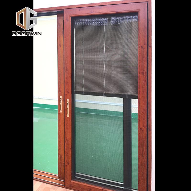 DOORWIN 2021wood grain three rails thermal break aluminum sliding door with screen door - Doorwin Group Windows & Doors