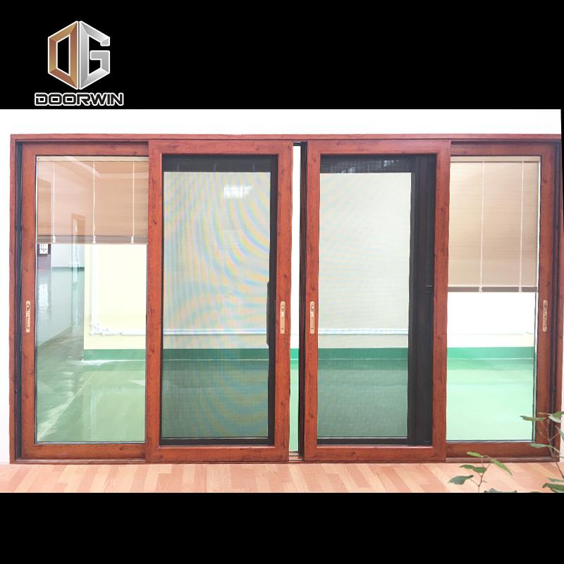 DOORWIN 2021wood grain three rails thermal break aluminum sliding door with screen door - Doorwin Group Windows & Doors