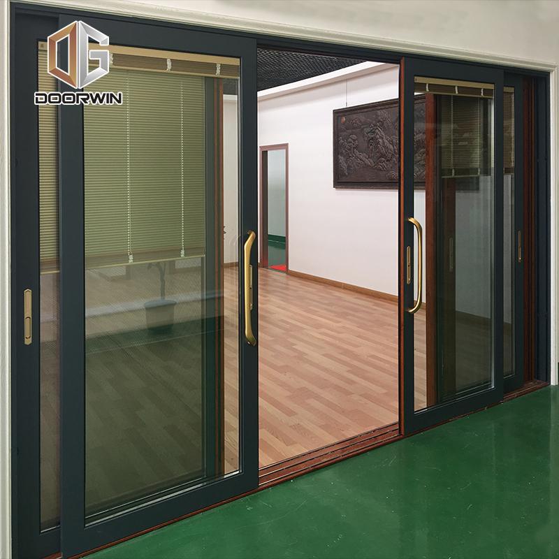 DOORWIN 2021wood grain three rails thermal break aluminum sliding door with screen door - Doorwin Group Windows & Doors