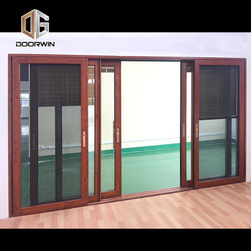 DOORWIN 2021wood grain three rails thermal break aluminum sliding door with screen door - Doorwin Group Windows & Doors