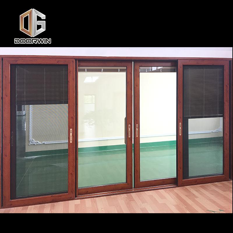 DOORWIN 2021wood grain three rails thermal break aluminum sliding door with screen door - Doorwin Group Windows & Doors