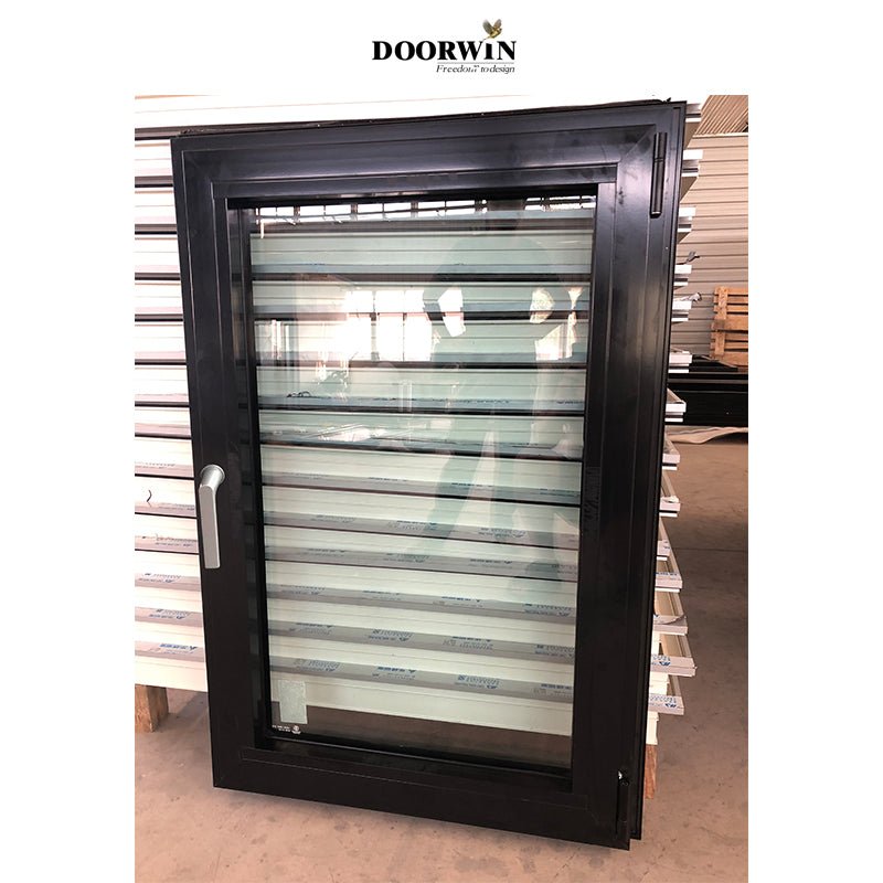 Doorwin new design black general thermal break aluminum tilt turn casement windows with built in shutters for privacy and view - Doorwin Group Windows & Doors