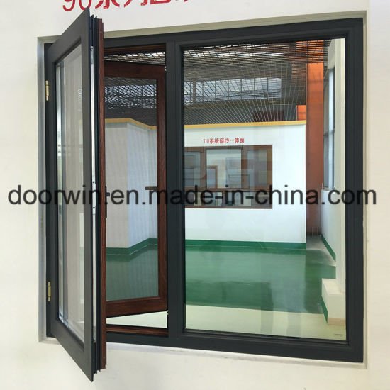 Double Window with Main Glass Window with Wood Grain Transfer - China Outswing Window, Wood Grain Color Finishing - Doorwin Group Windows & Doors