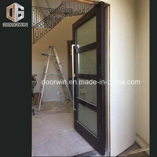 Entrance Door with Oak Wood Frame and Glass Insert - China Hinge Glass Door, Indian Bathroom Door Designs - Doorwin Group Windows & Doors