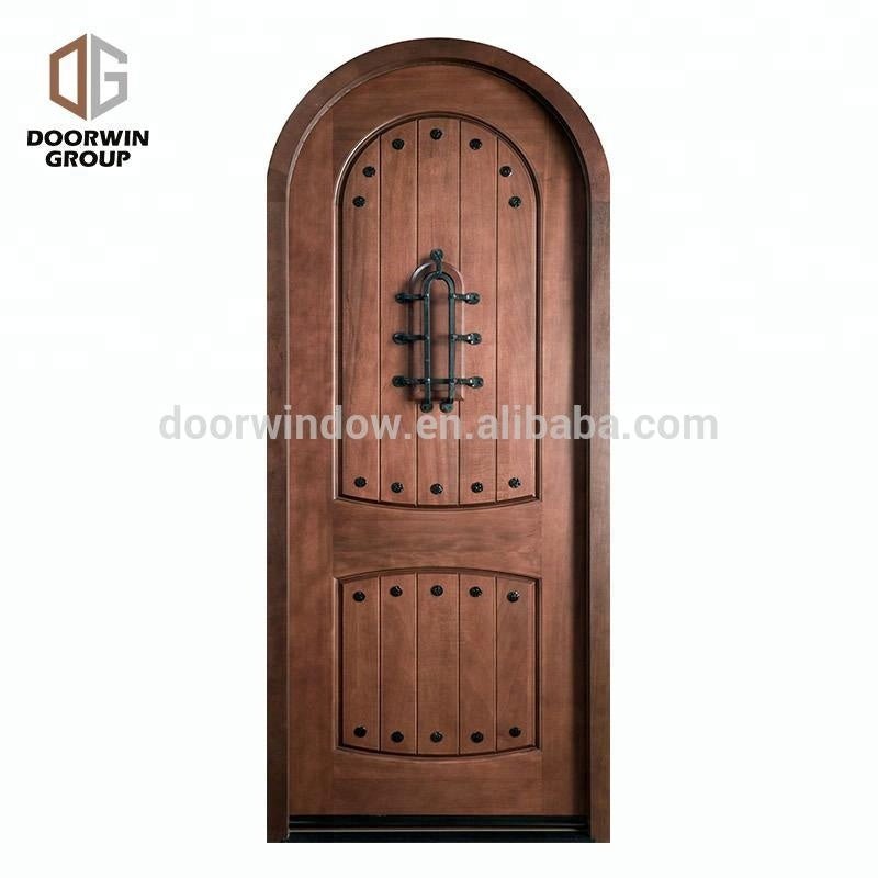 Exterior wood front doors iron wrought door with aluminum adjustable threshold in oil rubbed bronze finish by Doorwin - Doorwin Group Windows & Doors