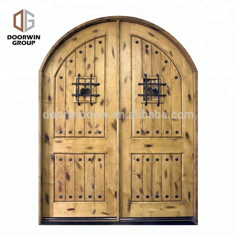 Exterior wood front doors iron wrought door with aluminum adjustable threshold in oil rubbed bronze finish by Doorwin - Doorwin Group Windows & Doors