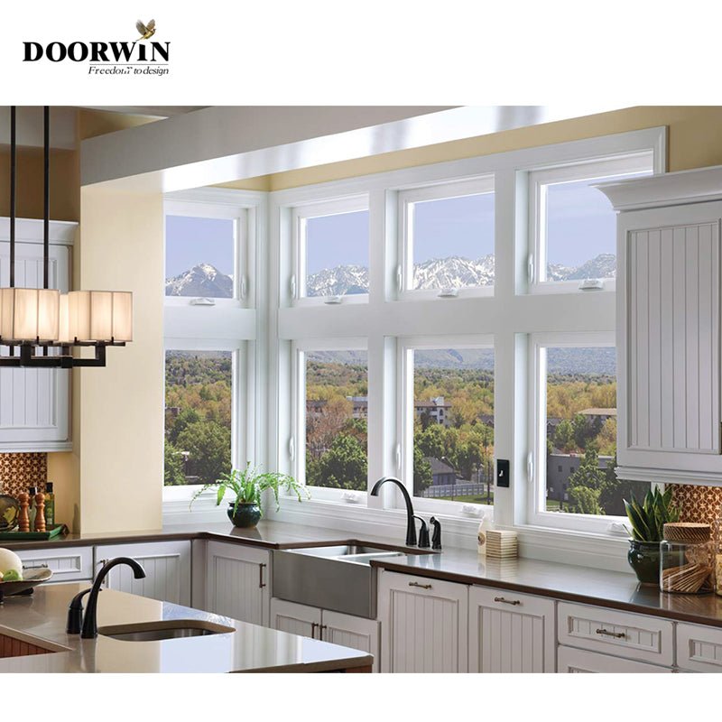 Factory American House Solid Wood Glass-Window-Grill-Design Swing Out Crank Casement Window with Mosquito Screen - Doorwin Group Windows & Doors