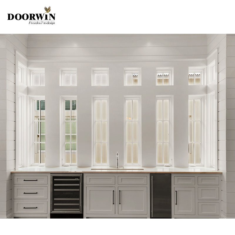 Factory American House Solid Wood Glass-Window-Grill-Design Swing Out Crank Casement Window with Mosquito Screen - Doorwin Group Windows & Doors