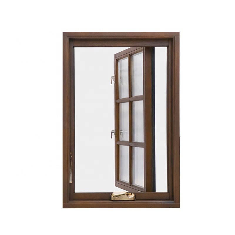 Factory direct aluminum wood double casement window hand crank windows - Doorwin Group Windows & Doors