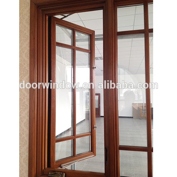 Factory direct selling windows that open out window wood awning with handle - Doorwin Group Windows & Doors