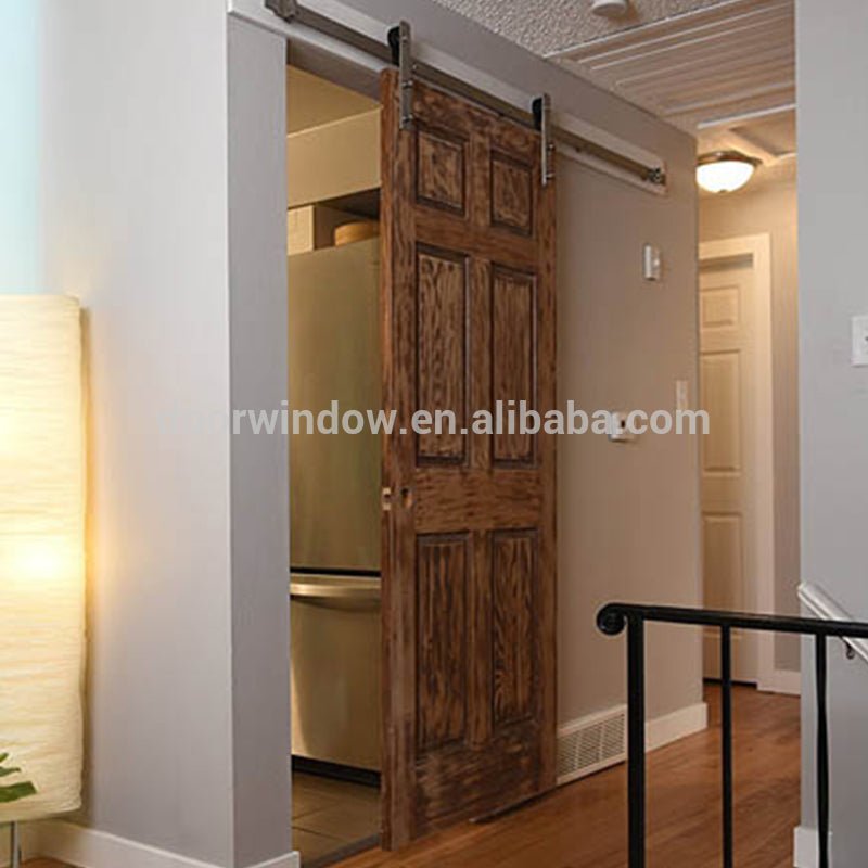 Fancy interior doors red oak wooden barn sliding door with stainless steel hardware by Doorwin - Doorwin Group Windows & Doors