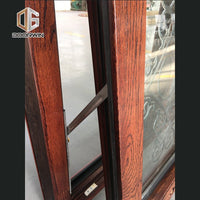 Fantastic arched oak wood window frame fixed transom and bottom rectangle window with carved glass - Doorwin Group Windows & Doors