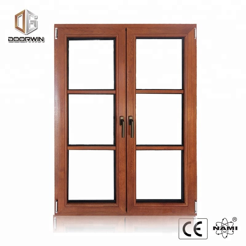Fashion design of oak wood france window with double glazing glassand real grille designby Doorwin - Doorwin Group Windows & Doors