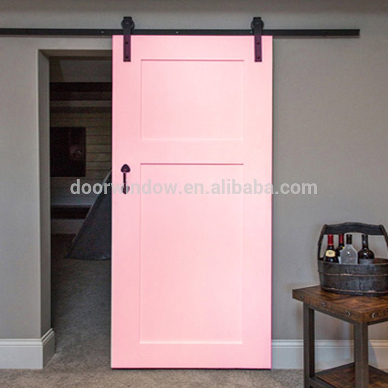 Fashion Design pink paint color pine larch cherry wood High Quality Wooden Fairy sliding barn Door by Doorwin - Doorwin Group Windows & Doors
