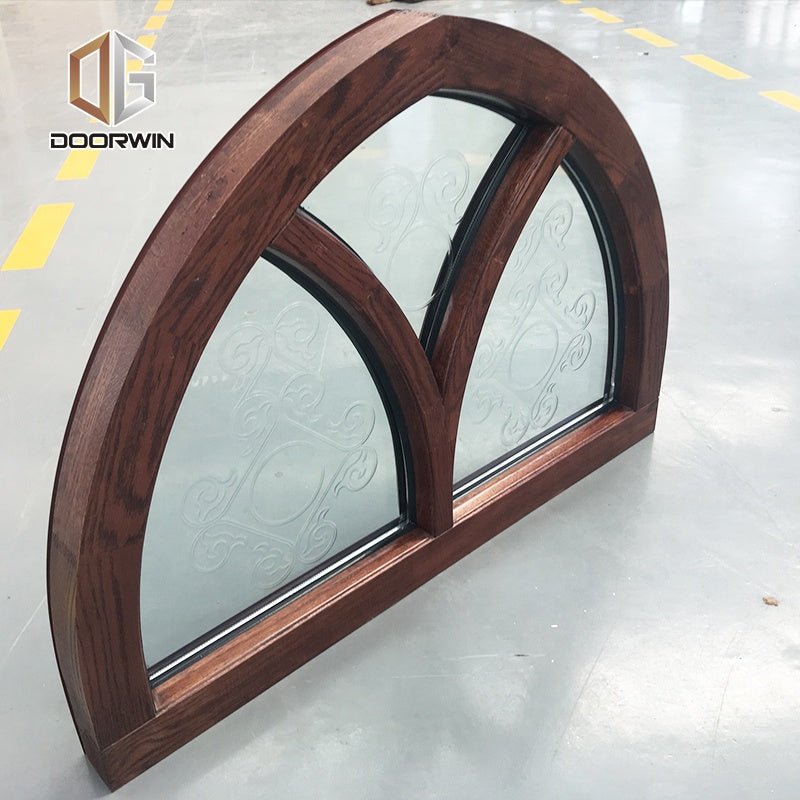 fixed round American oak wood double pane glass window - Doorwin Group Windows & Doors