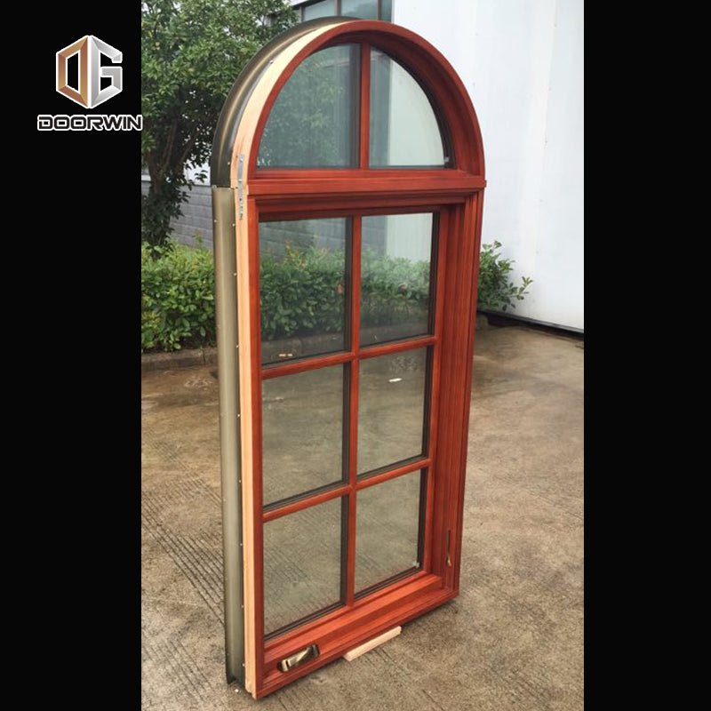 hot sales American style casement red oak wood with powder coated aluminum cladding crank open window - Doorwin Group Windows & Doors