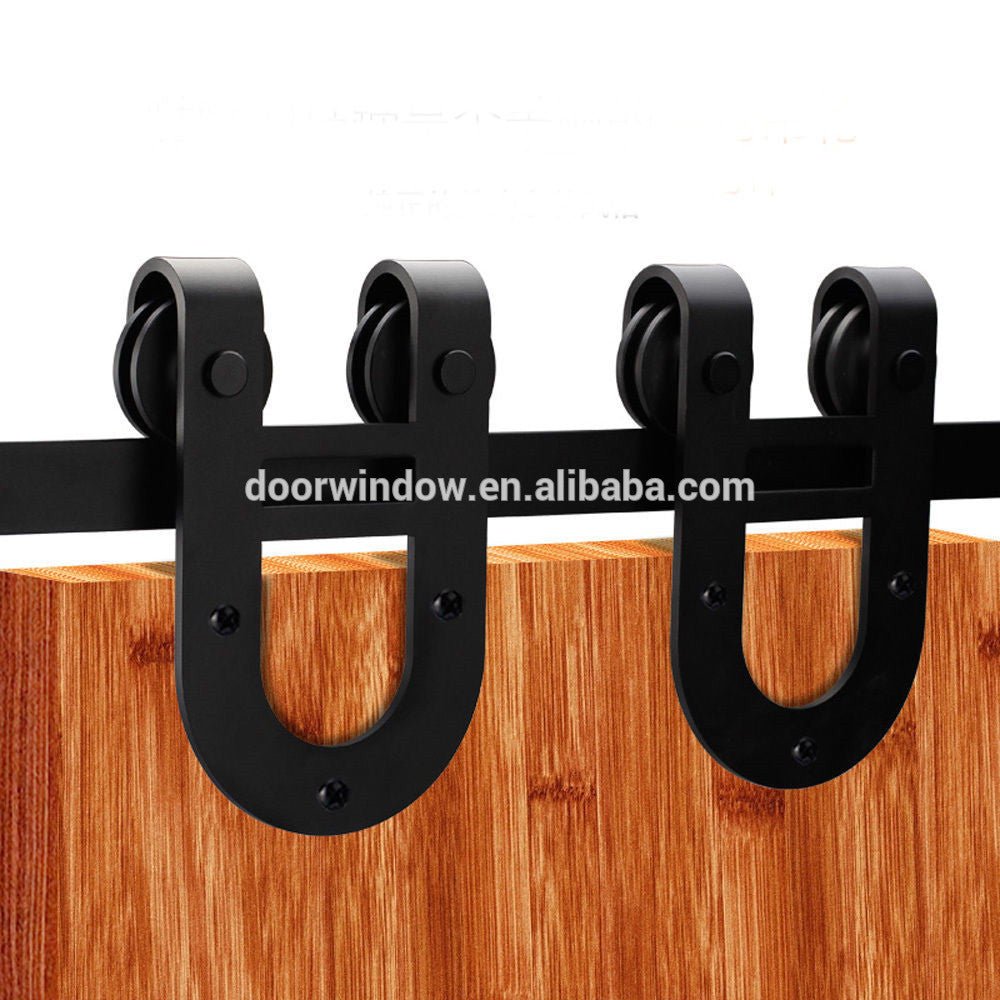 Interior wood partition design glass insert wooden barn door by Doorwin - Doorwin Group Windows & Doors