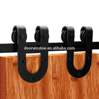 Interior wood partition design glass insert wooden barn door by Doorwin - Doorwin Group Windows & Doors