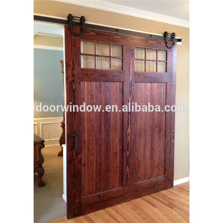 Interior wood partition design glass insert wooden barn door by Doorwin - Doorwin Group Windows & Doors