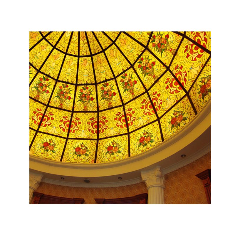 Large stained glass window film round cathedral frameby Doorwin - Doorwin Group Windows & Doors