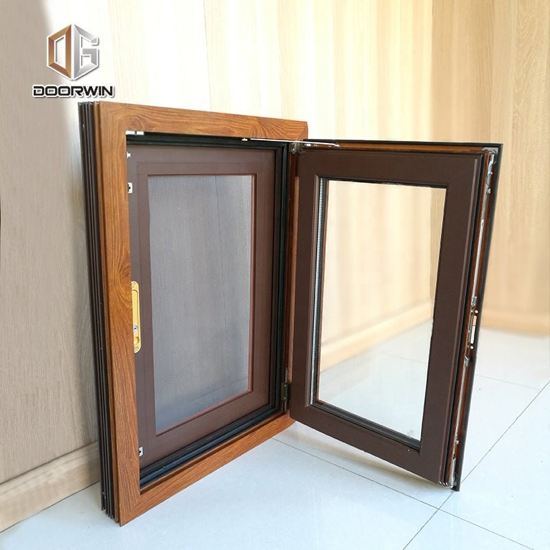 Las Vegas hot sale wood grain tempered glass aluminium tilt up window with built in screens - Doorwin Group Windows & Doors