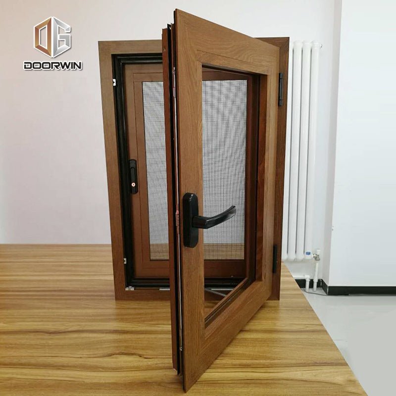 Las Vegas hot sale wood grain tempered glass aluminium tilt up window with built in screens - Doorwin Group Windows & Doors