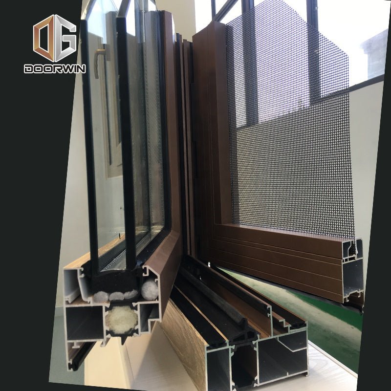 Los Angeles hot sale cheap wood grain burglar proof double glazed aluminum casement window as2047by Doorwin - Doorwin Group Windows & Doors